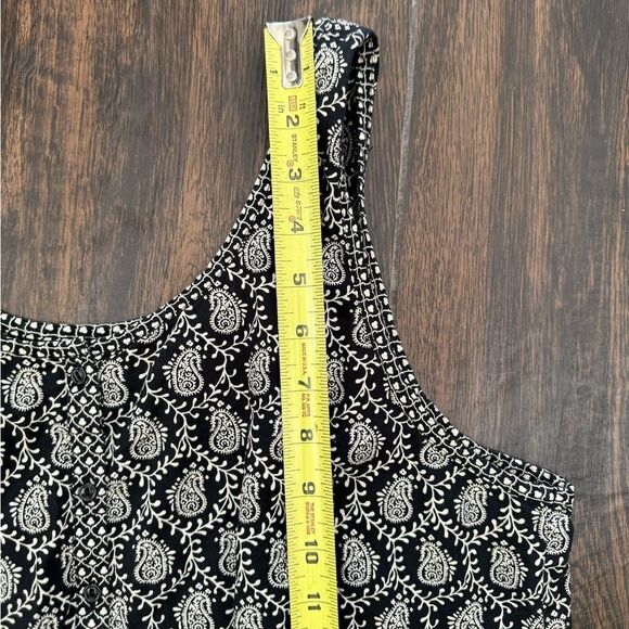 Lou & Grey black and white drawstring waist paisley dress with pockets! Sz L - Picture 12 of 13